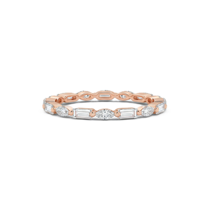 Joyería de Moda, Joyería Personalizada, Anillo de Eternidad Completo de Oro Sólido de 14K con Diamantes Cultivados en Laboratorio, Corte Marquise y Baguette, Apilable, para Boda - Product Image 2