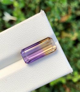 Ametrine naturelle taille octogonale bicolore, pierre précieuse en vrac certifiée IGI, effet lumineux pour la fabrication de bijoux fins - Product Image 1