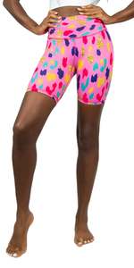 Pantalones Cortos Deportivos de Cintura Baja para Mujer, Negros, de Spandex/Algodón, con Estampado Floral, Cintura Elástica con Cordón Ajustable, Secado Rápido - Product Image 5