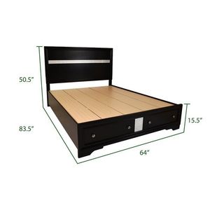 Letto matrimoniale in legno stile tradizionale con contenitore, colore nero - Product Image 5