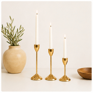 Juego de 3 Portavelas Cónicos de Metal Dorado, Elegantes y Minimalistas, para Centro de Mesa de Boda, Decoración Moderna para el Hogar - Product Image 4