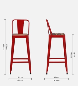 Raglan PU Leather <b>Adjustable</b> <b>Bar</b> <b>Stool</b> Red Color Modern Industrial Counter Height Kitchen Furniture Powder Coated Steel - Product Image 5