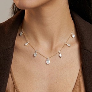 <b>Fashion</b> Women's 925 Silver Moissanite Diamond Charm <b>Necklace</b> t Wedding Jewelry Chain Design <b>Fashion</b> <b>Necklace</b> - Product Image 2