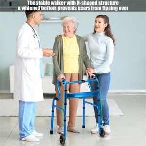 Blue Foldable Walking Aid Convenient <b>Walker</b> & <b>Rollator</b> - Product Image 5