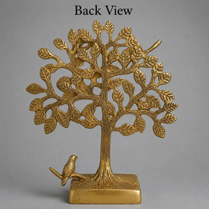 Sculpture d'arbre en laiton SHUBHAM, artisanat métallique doré, décoration d'oiseau, pièce d'art irrégulière pour salon, chambre, décoration intérieure - Product Image 3