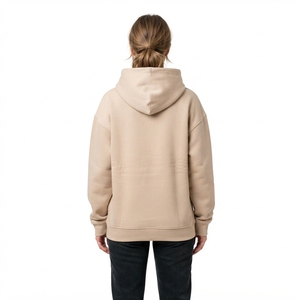 Sudadera con Capucha Beige para Mujer, Estilo Casual, Holgada, con Forro Polar, Personalizable con Logotipo, Ropa Urbana - Product Image 2