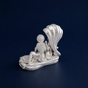 Idole Laxmi Narayan en laiton plaqué argent 999 de Jaipur Metals |   Statue de décoration religieuse traditionnelle pour la maison |   Présentoir de table 11x7x11cm - Product Image 4