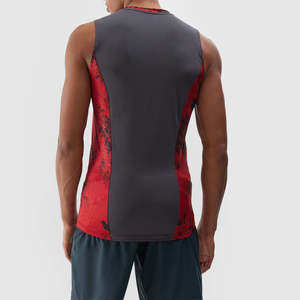 Custom Men's High Quality Solid <b>Red</b> <b>Black</b> Color Tank <b>Top</b> With Round Neck Athletic Gym Fitness Workout Wear Adults <b>Tops</b> For Men's - Product Image 3
