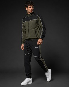 Ensemble de survêtement décontracté pour homme F2WIN, fermeture éclair intégrale, style sportif, jogging, noir, nylon/coton, pour l'été, poches latérales solides, coupe classique - Product Image 4
