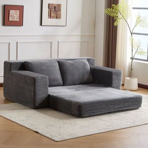 Modern <b>Small</b> Corduroy Loveseat <b>Sofa</b> Comfortable Deep Seat Bed for <b>Bedroom</b> & Living Room with Reversible Cushion Pill - Product Image 2
