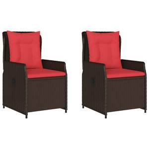 Silla Reclinable para Patio en Color Marrón y Rojo, Muebles Cómodos para Exteriores - Product Image 2