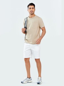 <b>Men's</b> Solid Front Logo High Elastic Waist Drawstring Casual Shorts Soft Fabric Breathable Eco-Friendly Summer Gym Running Shorts - Product Image 3