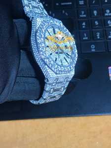 Montre Moissanite Iced Out avec bracelet en acier inoxydable, étanche, pour homme, bijoux vintage tendance - Product Image 6