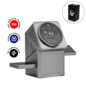 Station de charge sans fil rotative 3-en-1 à une touche, charge rapide 15W, compatible MagSafe, certifiée QI, design métallique - Product Image 1