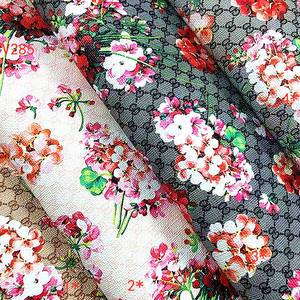 V285 Textiles Leather Product Luxury Brand Style Letter and Floral PVC Leather Fabric for <b>Shoes</b> Bags <b>Accessories</b> Craft Supplies - Product Image 1
