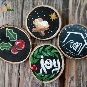 Adorno de rebanada de madera personalizado hecho a mano de estilo clásico de Vietnam, decoración de Navidad pintada a mano - Product Image 4