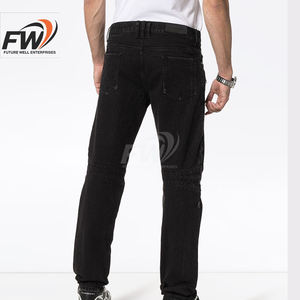 Jean en denim pour homme coupe slim droite Amiriy, taille mi-haute, déchiré, effet usé, brodé, décontracté, respirant, plissé devant - Product Image 4