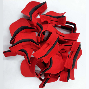 Visière unisexe rouge en polyester à bord plat, ajustable, pour usage extérieur printemps-été, adultes - Product Image 4