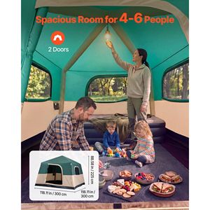 6 Person Inflatable Cabin <b>Tent</b> with Rechargeable Pump TPU Air Tubes 4 <b>Large</b> Mesh Windows Portable Easy Setup - Product Image 4