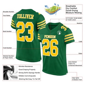 Maillot d'entraînement de football américain unisexe 100% polyester de haute qualité respirant à séchage rapide imprimé à manches courtes pour adultes - Product Image 4