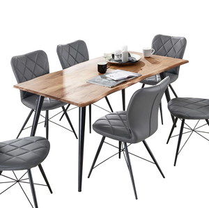 Mesa de Comedor Cuadrada de Madera de Acacia Sólida Hecha a Mano, Ecológica, con Patas de Metal, Diseño Moderno para Hogar, Cocina, Restaurante - Product Image 3