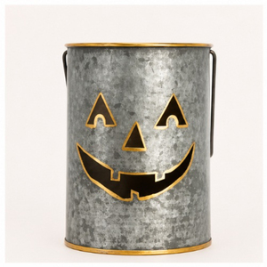 Custom Galvanized Metal Jack O <b>Lantern</b> Pumpkin <b>Lantern</b> with Carrying Handle Halloween Candle Holder For Home Decoration - Product Image 1