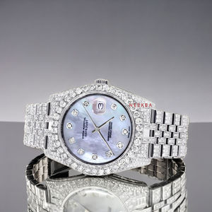 นาฬิกาสายสแตนเลสลายเพชรโมอิสซาไนท์ทำมือจากผู้ผลิตอินเดีย - Product Image 2