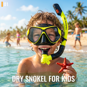 Aropec Kids Dry Snorkel avec embout buccal en silicone souple et tube flexible, attache facilement ajustable pour enfants - OEM/ODM/OBM - Product Image 2