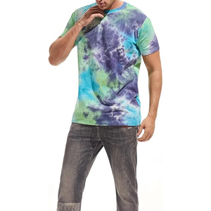 Men's Tie Dye Short Sleeve T-<b>Shirt</b> Regular Fit O-Neck Cotton Casual Knitted Patterned Top - Product Image 3