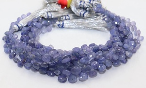 5.5mm Tanzanite Faceted Heart Shape Briolette Beads 8 Inches Top Drilled for Jewelry Making & Crafts Premium Quality <b>Stone</b> Beads - Product Image 3