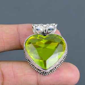 Pendentif cœur en topaze citron faite à la main, bijoux en argent sterling 925, collier en pierre précieuse naturelle, cadeau pour elle - Product Image 5