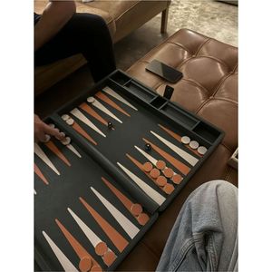 Jeu de backgammon de luxe portable en cuir bleu, jeu de voyage avec serrure à combinaison et accessoires, ensemble de jeu de backgammon en cuir - Product Image 5