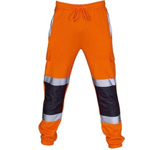 Men's High Visibility Reflective Workwear Pants Fluorescent Safety <b>Trousers</b> Elastic Waist Construction Industrial Pants - Product Image 6