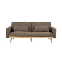 Platzsparendes Click-Clack Schlafsofa mit herunterklappbarer Rückenlehne, Armlehnen und Kissen für Apartment und Gästezimmer