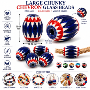 Large Chunky Chevron Glass <b>Beads</b> Handmade Trade Box Blue <b>Red</b> Jewelry Making Tribal Crafts Necklace Design Conifer Brand Mould - Product Image 6