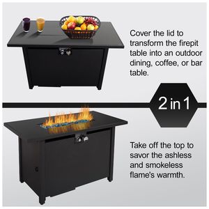 25\" H X 42\" W Steel Outdoor <b>Fire</b> <b>Pit</b> <b>Table</b> with Lid Durable <b>Fire</b> <b>Pits</b> for Outdoor Use - Product Image 5