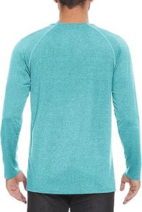 เสื้อยืดคอกลมแขนยาวสีเทอร์ควอยซ์สำหรับผู้ชาย ทรงปกติ แห้งเร็ว ผ้าถักเนื้อเจอร์ซีย์ลำลอง สีพื้น 100% โพลีเอสเตอร์ - Product Image 2
