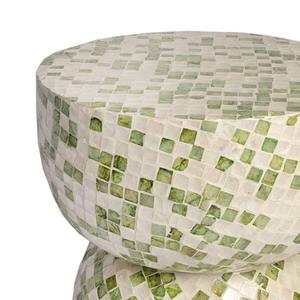 Mesa Redonda de Mosaico de Capiz Verde Hecha a Mano para Sala de Estar, Muebles y Decoración del Hogar, Estilo Mayorista - Product Image 2