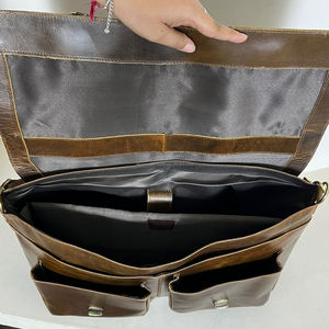 Nouvelle sacoche vintage en cuir véritable pour ordinateur portable avec fermeture à rabat et boucle, sac de voyage et de bureau en cuir de qualité supérieure pour hommes - Product Image 6