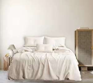 Juego de Funda de Edredón de Lino, Color Blanco Hueso, Ropa de Cama Moderna para el Hogar, Estilo Simple - Product Image 1