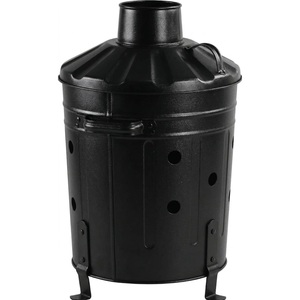 Incinérateur vintage en acier galvanisé pour déchets de jardin, brûleur de bois avec couvercle, poignées et pieds, pour usage extérieur - Product Image 3