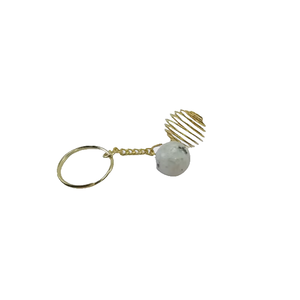 Llavero de cristal de alta calidad con piedra lunar arcoíris y zafiro envuelto en alambre, llavero de piedra natural, regalos para mujeres. - Product Image 4