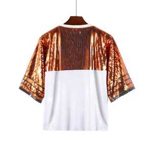 <b>Men's</b> White O-Neck T-Shirt With Sequin Bull Print Half Sleeve Casual Loose Fit Woven Polyester <b>Animal</b> Pattern Front Logo - Product Image 2