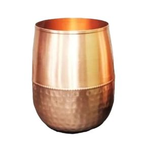Gobelet à eau en cuivre pur avec bord perlé, finition texturée circulaire, verre à boire ayurvédique, vaisselle de cuisine, cadeau - Product Image 2