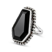 Bague Statement en Onyx Noir Forme Cercueil, Argent Sterling 925, Style Gothique Punk, Bijoux Fins Faits Main, Vente en Gros, Bague Personnalisée pour Femme