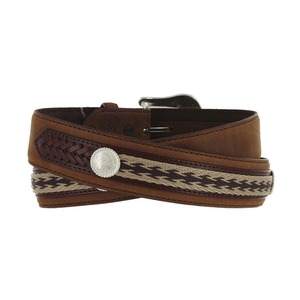 Western Simply Brown Genuine Leather Belt With Turquoise <b>Stones</b> - Product Image 2