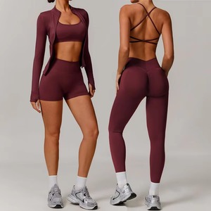 Conjunto de sujetador deportivo de marca privada personalizada para mujer, ropa deportiva para correr, sujetador transpirable hasta la rodilla, conjunto de sujetador con dos bolsillos - Product Image 5