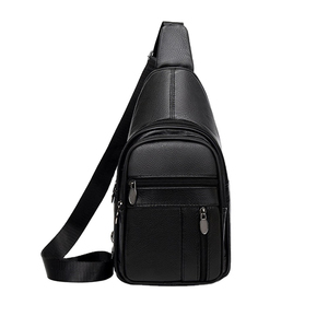 Bolso de pecho minimalista de PU, bolso de hombro con cierre de cremallera, duradero, para todas las estaciones, uso diario, negro - Product Image 1