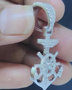 Colgante grande para hombre con ancla y rueda de barco, con incrustaciones de diamantes de moissanita VVS, estilo Hip Hop Bling, pasa la prueba del diamante - Product Image 1