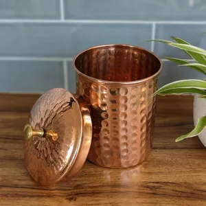 Pot de rangement martelé en cuivre pour aliments secs, thé, café, épices, sucre – Décoration et organisation de comptoir de cuisine et de maison - Product Image 6